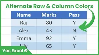 Alternate Row and Column Colors in Excel