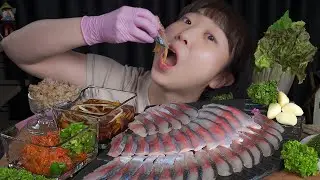 raw mackerel🐟Mukbang eating show