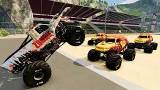 💥 Monster Jam Showdown Zombie Momster vs Yeti Descent & Destruction