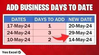 Add Business Days to Date in Excel