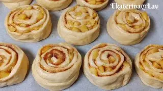 Нежные булочки Синнабон с яблоками! Яблочные синнабоны с корицей! Cinnamon Rolls with apples!