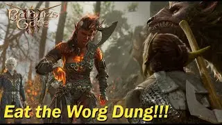 Karlach Intimidates Olak into Eating Worg Dung Baldur's Gate 3