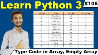 What is Type code Python Array module, Empty array in Python,Python Tutorial in Hindi,Cyber Warriors