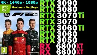 F1 22: Ultra | Ray Tracing | RTX 3090, 3080, 3070 Ti, 3070, 3060 Ti, 3060, 3050, RX 6800 XT, 6600 XT