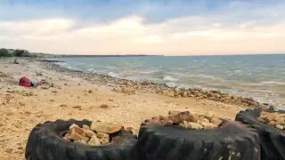 Ейск пляж. Таганрогская набережная после заката (каменка)