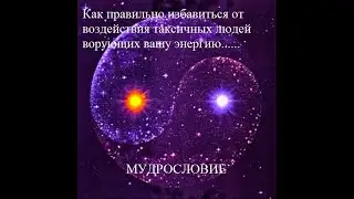 МУДРОСЛОВИЕ. Как правильно избавиться от воздействия таксичных людей ворующих вашу энергию...