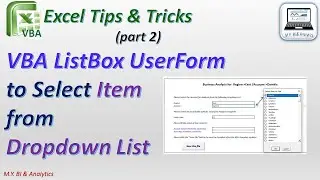 Excel VBA (part 2): UserForm to Select Item from Dropdown List