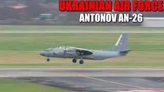 - Ukrainian Air Force Antonov An-26 landing & takeoff at Düsseldorf Airport -