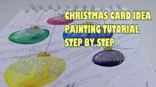 How to draw christmas greeting card with new year balls. Drawing tutorial for beginners.
