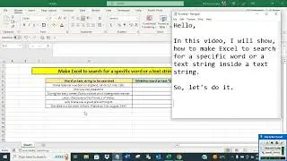 Make Excel to search for a specific word or a text string inside a text string