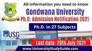 PhD notification 2021 || Gondwana University PhD Notification || Important dates and Eligibility