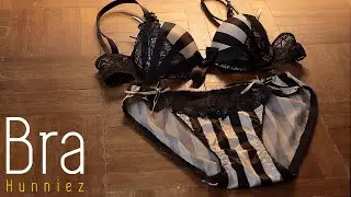 Cute Satin Bra & Panties - Black & White Matching set [Marilyn]