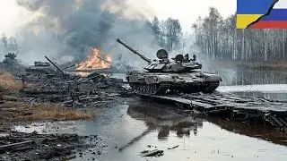 9 MINUTES AGO! Ukrainian F-16 sinks dozens of Russian T-90m tanks on a pontoon bridge near Kursk!