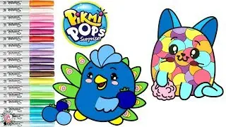 Pikmi Pops Coloring Book Page Fetti the Cat Glama The Peacock