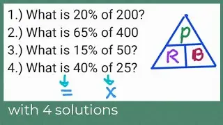 Percentage: What is 20% of 200? What is 65% of 400 What is 15% of 50? What is 40% of 25?