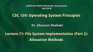 Operating Systems Lecture 71: File System Implementation (Part 2): Allocation Methods