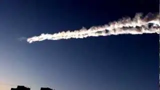 Meteorite crash in Russia: Filming from the window of the apartment.