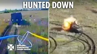 Russian vehicles & bunkers blasted by Ukrainian drones with detonators painted blue & yellow of flag