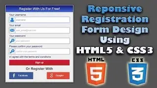 Responsive Registration Form Design Using HTML5 & CSS3 | Web Design Tutorial | Register Page Design