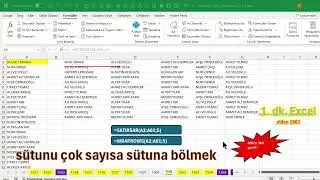 Excel 1 Dakika - sütunu çok sayıda sütuna bölmek