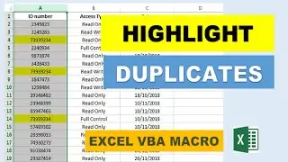 Highlight Duplicates Excel VBA Macro