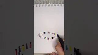 Idea for drawing. Circle of a figures from lines with felt-tip pen. People holding hands. 😎