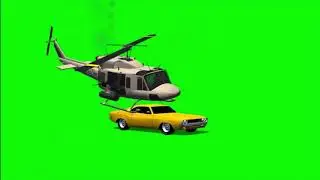 Helicopter crash on car ( Green Screen )