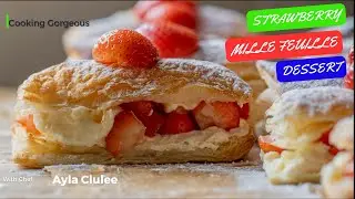 Strawberry Mille Feuille Recipe - Delicious Puff Pastry Stacks Filled with Diplomat Cream #dessert