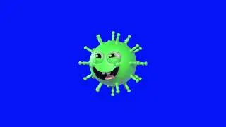 3D Laughing Virus/Germ Face Emoji Loop Green Screen Animation | Royalty-Free