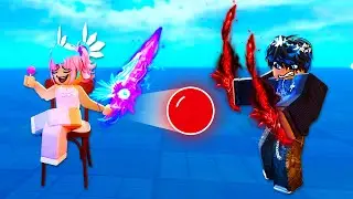 SHE CHALLENGED ME IN BLADE BALL... (FUNNY MOMENTS)