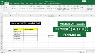 PROPER & TRIM formulas in excel || Excel formulas in hindi
