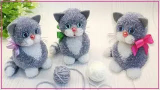 🐾 Cutest Kitten/No Knitting! 🐱 Pom Pom Cat's 🐾