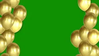 Birthday Balloons Flying Animation Green Screen | Gold Balloons Animation No Copyright Video