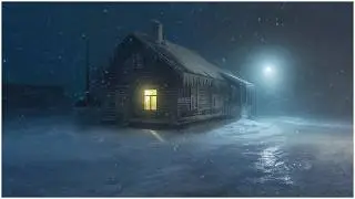 Frosty Wind & Arctic Snowstorm Sounds for Sleeping at Lonely Log Cabin┇Brown Noise as Sleep Hygiene