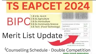 Ts Eapcet 2024 BiPc - Pjtsau Agriculture counselling merit list and counselling schedule update
