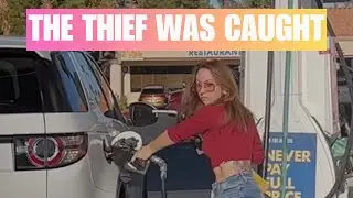 Woman steals gas from a cop!😡😡