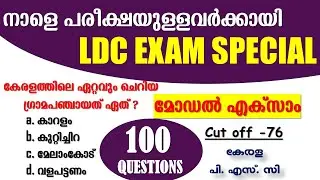 നാളെ പരീക്ഷയുള്ളവർക്കായി LDC Special 100 ചോദ്യങ്ങളുടെ MODEL EXAM || LDC 2024 | LGS 2024|10th Prelim