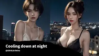 【AI & Art Reina&Kasumi 麗奈と香澄】Cooling down at night *夜涼み