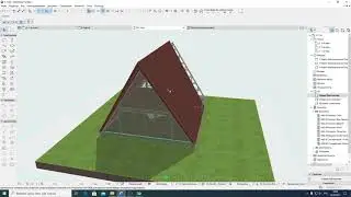 21-4-26Archcad малоэт Треугольный стекляный фасад навесной стеной, ограждение по крыше, свои профили