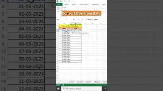 Convert Day From Date #shorts #excel #exceltips #exceltutorial #msexcel #youtubeshorts #viral