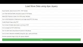 Load More Data using Ajax Jquery with PHP MySql