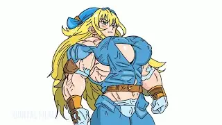 SUPER HERO STRONG MUSCULAR LADY ANIME AMAZING ART WORK