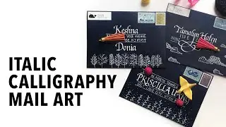 Italic Calligraphy Envelope Art - White Ink Calligraphy Project