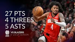 Jalen Green 27 pts 4 threes 5 asts vs Blazers 23/24 season