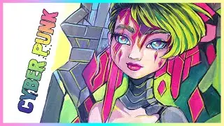 Gouache Painting - Cyber punk portrait - An essay Is my purpose in Art ?
