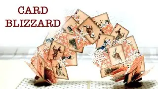 Blizzard of cards and snow-flakes, pop-up element (process video).