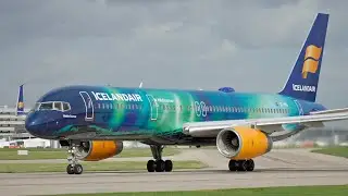 Icelandair 757 in Hekla Aurora Livery at Manchester Airport