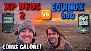 XP DEUS 2 versus Minelab Equinox 800 = coins galore and a few relics too! 