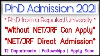 Phd admission 2021 | phd admission notification 2021 | latest phd admission 2021