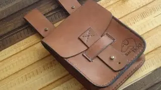 Уроки работы с кожей. Сумка на пояс №2. Making leather pouch